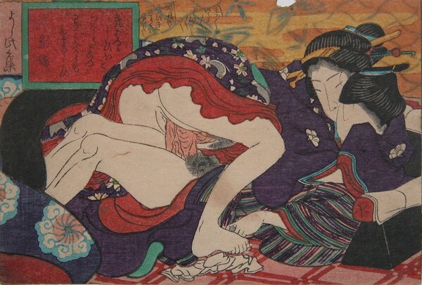You Are Like a Butterfly by Toyokuni III, Woodblock Print