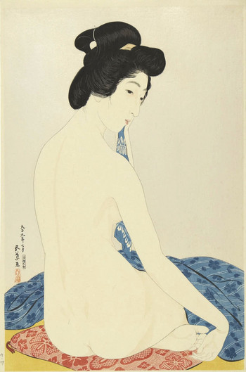 Woman After Bath by Goyo, Woodblock Print