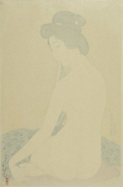 Woman After Bath by Goyo, Woodblock Print