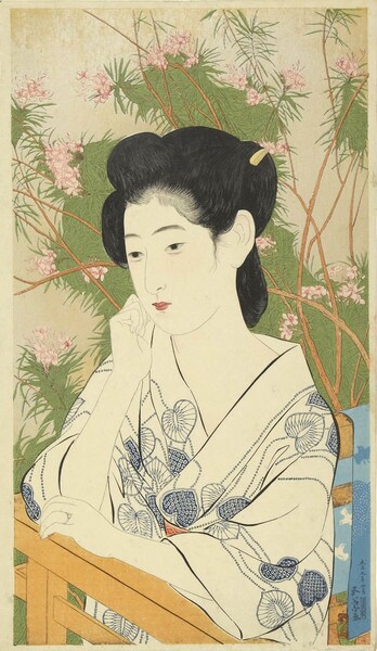 At a Hot Springs Inn by Goyo, Woodblock Print