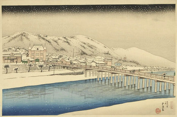 Sanjo Bridge in Kyoto by Goyo, Woodblock Print