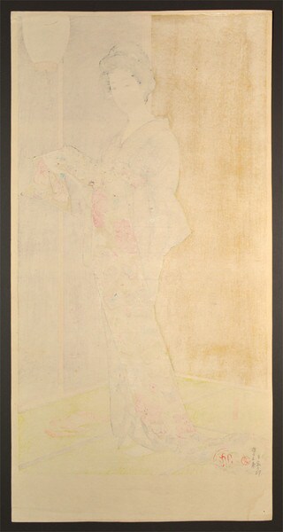 Woman in a Summer Kimono by Goyo, Woodblock Print