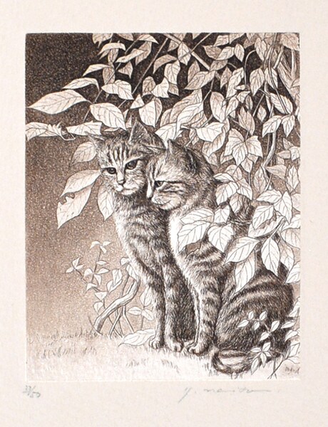 Cat Lover I by Naito, Yachiyo, Woodblock Print