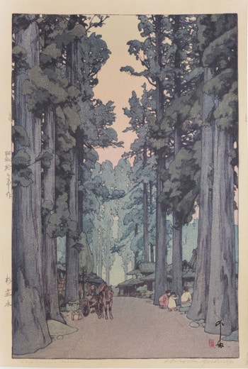 Cryptomeria Avenue by Yoshida, Hiroshi, Woodblock Print