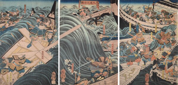 Great Battle of Yashima by Kuniyoshi, Woodblock Print