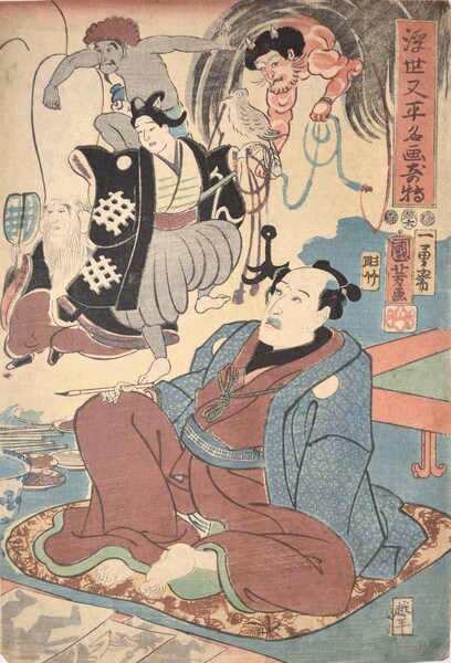 Artist Ukiyo Matabei by Kuniyoshi, Woodblock Print