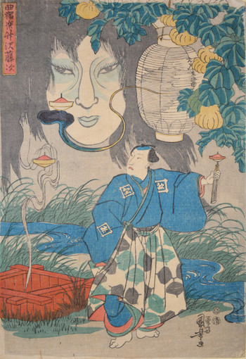 Magician Takezawa Toji by Kuniyoshi, Woodblock Print