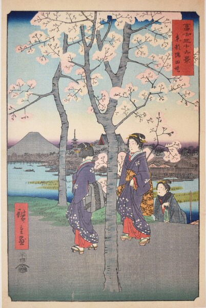 The Bank of Sumida River by Hiroshige, Woodblock Print