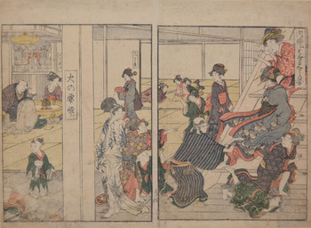 Secret Flower Viewing (Naisho hanamino zu) by Utamaro, Woodblock Print