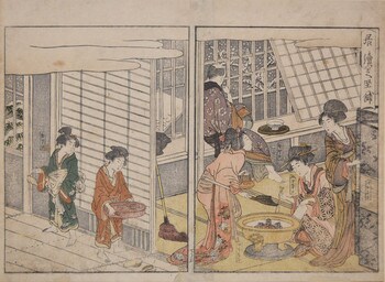 Overnight Guest by Utamaro, Woodblock Print