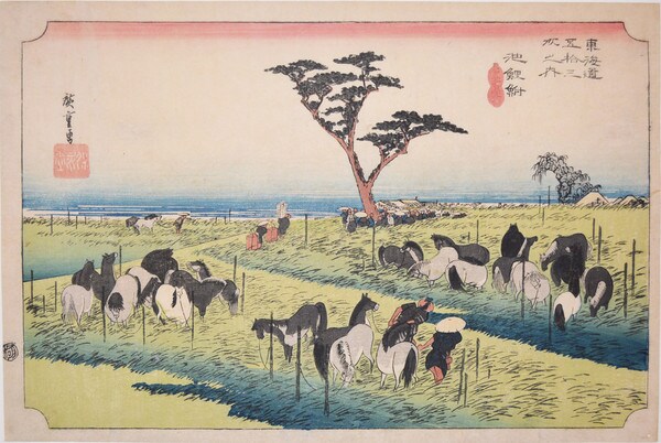 The Summer Horse Fair, Chiryu by Hiroshige, Woodblock Print