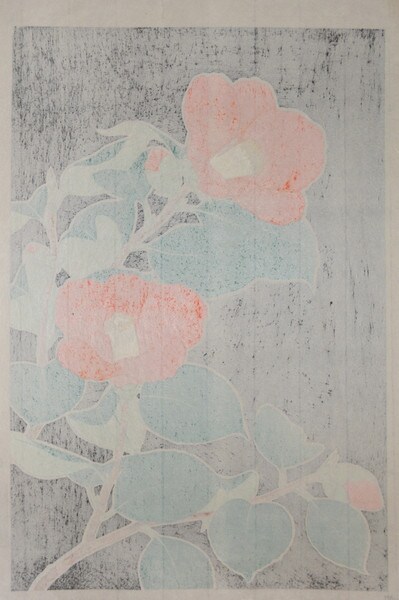 Camellia by Kawarazaki, Shodo, Woodblock Print