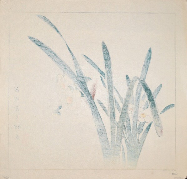 Narcissus by Chikuseki, Woodblock Print