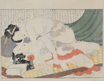 Widow's Passion by Hokusai, Woodblock Print