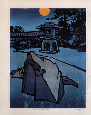 Evening Garden by Karhu, Clifton, Woodblock Print