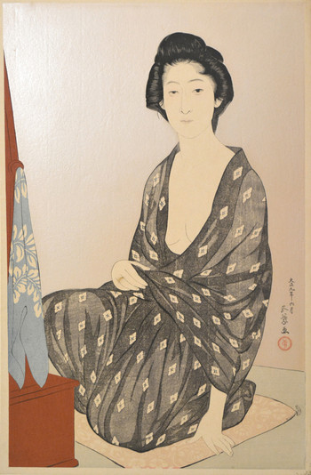 Woman in a Summer Kimono by Goyo, Woodblock Print