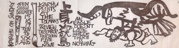 An Eagle Doesn't Look Where There is Nothing by Karhu, Clifton, Woodblock Print