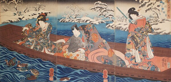 Water: Ukifune from the Tale of Genji by Kuniyoshi, Woodblock Print