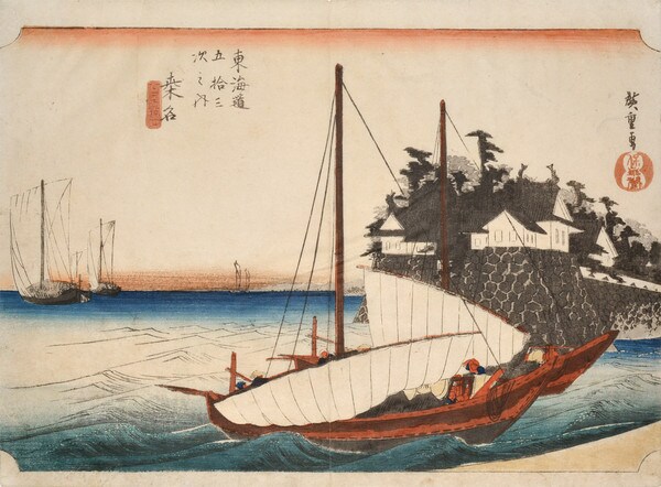 Kuwana by Hiroshige, Woodblock Print
