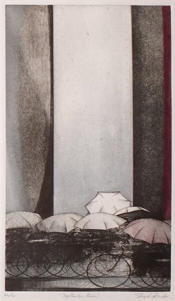 September Rain by Kuroda, Shigeki, Etching