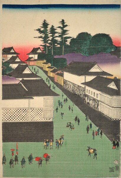Street Scene by Hiroshige, Woodblock Print