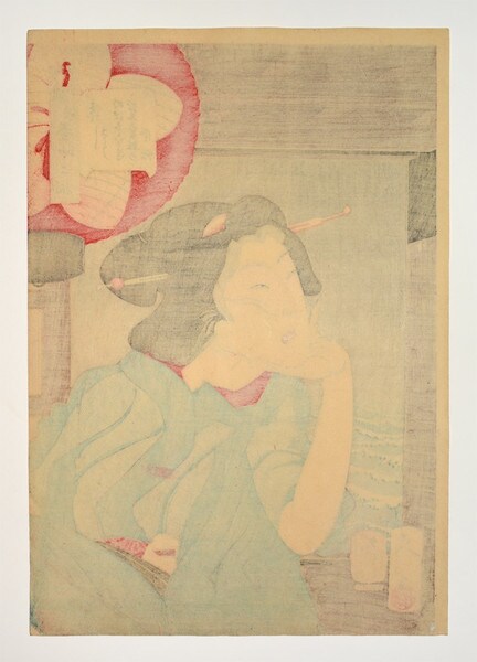 Cooling Off: A Geisha in the Fifth Year of the Meiji Era by Yoshitoshi, Woodblock Print