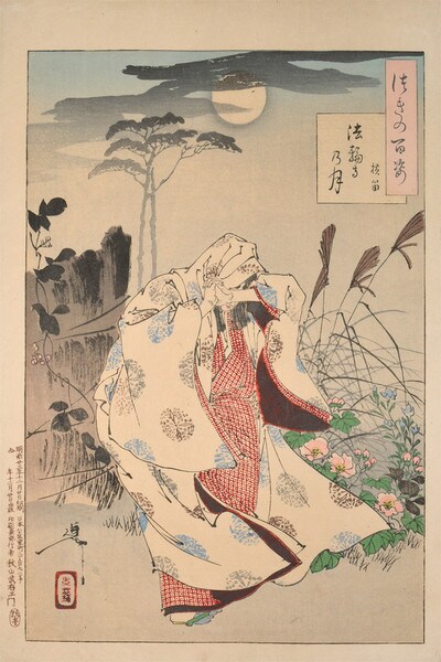 Moon at Horin Temple: Yokobue by Yoshitoshi, Woodblock Print