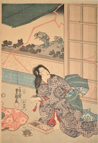 Summer Storm [Woodblock Reproduction] by Toyokuni III, Woodblock Print