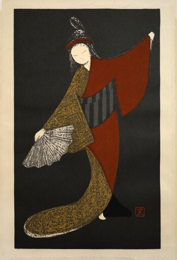 Dancer by Kawano, Kaoru, Woodblock Print