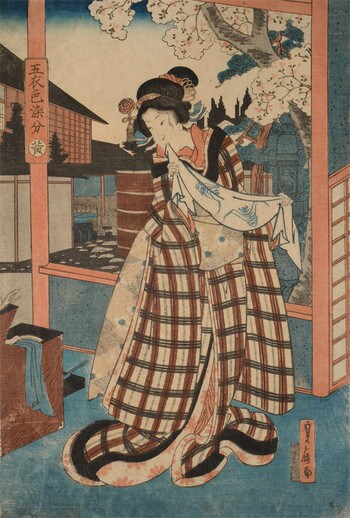 Yellow by Sadanobu, Woodblock Print