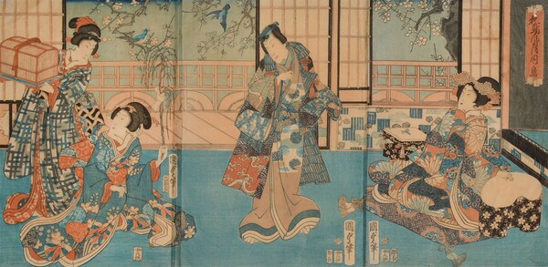 Birds by Kunisada II (aka Kunimasa III, Toyokuni IV), Woodblock Print