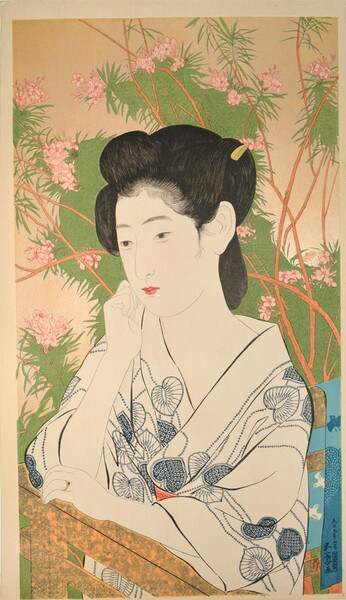 At the Hot Spring by Goyo, Woodblock Print