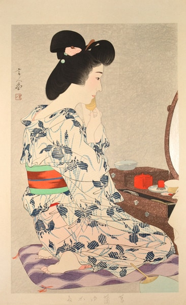 Iris Summer Kimono by Kotondo, Woodblock Print