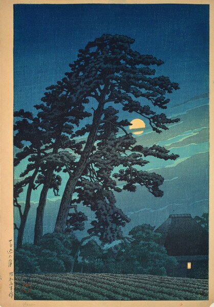 Moon over Magome by Hasui, Woodblock Print
