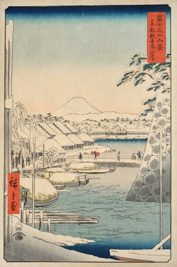 Riverbank at Sukiya by Hiroshige, Woodblock Print