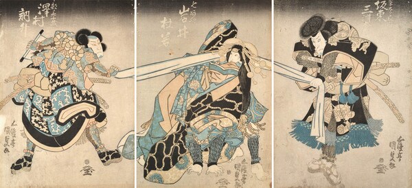 Kabuki Actor Bando Mitsugoro as Shogun Taro Yoshikado) by Kunisada, Woodblock Print