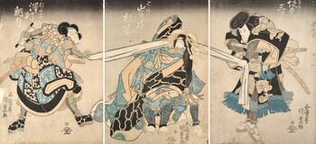 Kabuki Actor Bando Mitsugoro as Shogun Taro Yoshikado) by Kunisada, Woodblock Print