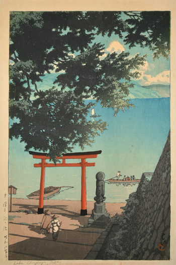 (Lake) Chuzenji at Utagahama by Hasui, Woodblock Print