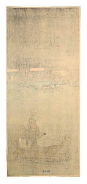 Evening Cool at Okawa by Shotei (aka Hiroaki), Woodblock Print