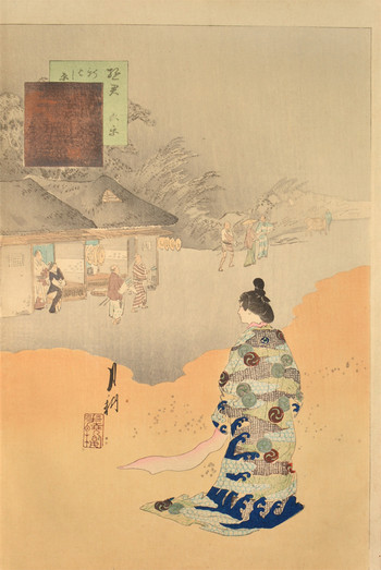 Visiting ShinYoshiwara by Gekko, Woodblock Print