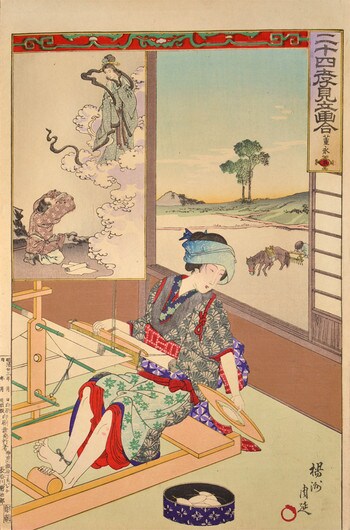 To Ei (Dong Yong) by Chikanobu, Woodblock Print