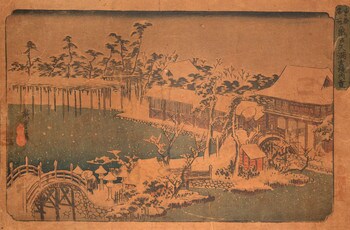 Kameido Tenmangu in Snow by Hiroshige, Woodblock Print