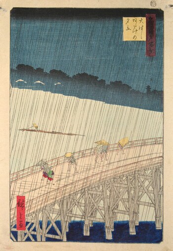 Sudden Shower over Ohashi Bridge by Hiroshige, Woodblock Print