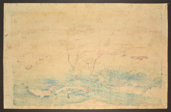 Evening Cherry Blossoms at Mt. Goten by Hiroshige, Woodblock Print