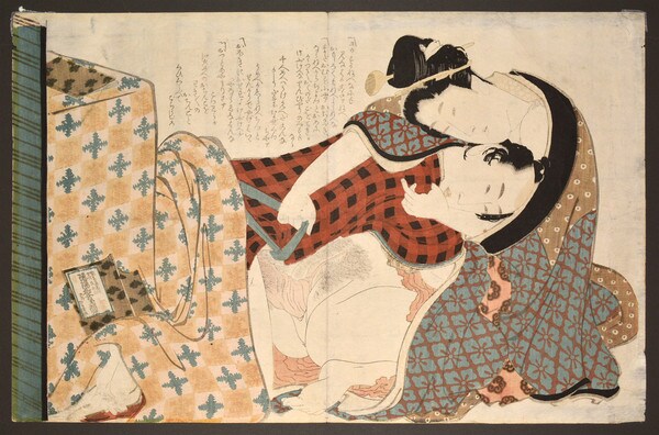 One Day in Winter by Hokusai, Woodblock Print