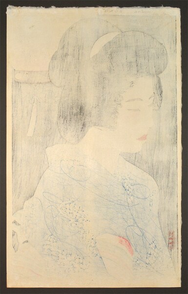 Listening to the Insects by Shinsui, Woodblock Print