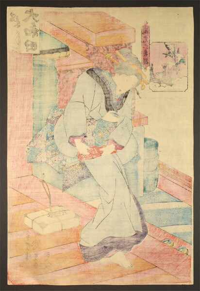 Morning Glory by Kunisada, Woodblock Print