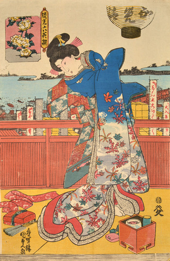 Peony by Kunisada, Woodblock Print