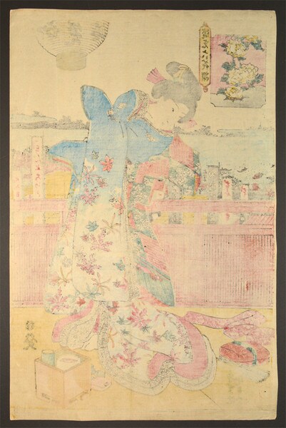 Peony by Kunisada, Woodblock Print