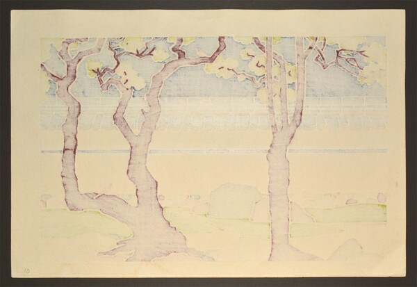 White Wall by Yoshida, Toshi, Woodblock Print